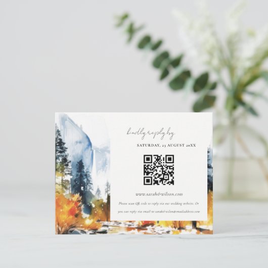 Mountain River Herfst Landscape Bruiloft QR Code R Informatiekaartje (Staand voorkant)