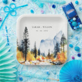 Mountain River Herfst Winterlandschap Bruiloft Papieren Bordje (Feest)