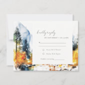 Mountain River Herfst Winterlandschap Bruiloft RSVP Kaartje (Voorkant)