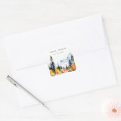 Mountain River Herfst Winterlandschap Bruiloft Vierkante Sticker (Envelop)