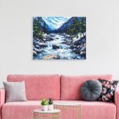 Mountain River Stream Premium Wrapped Canvas Wall (Insitu (Woonkamer))
