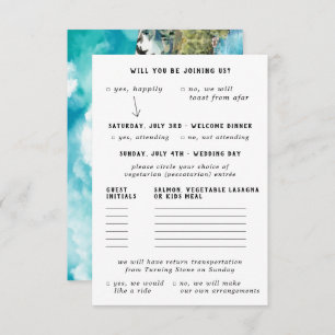 Mountain River Wedding RSVP avec le choix du repas