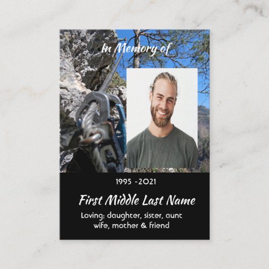 Mountain Rock Climbing Memorial Keepsake Visitekaartje (Voorkant)