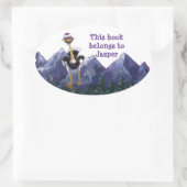 Mountain Running Struisvogel Bookplate Ovale Sticker (Tas)