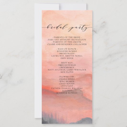 Mountain Rustic Sunset Watercolor Programme de mar (Dos)