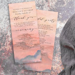 Mountain Rustic Sunset Watercolor Programme de mar<br><div class="desc">En matière de papeterie mariage,  les styles boisés lancent le thème pour une soirée magique ou un week-end mariage entier dans les montagnes.Donnez le ton à votre mariage rustique avec ce design d'inspiration montagnarde avec une scène de montagne aquarelle arrière - plan avec pins.</div>