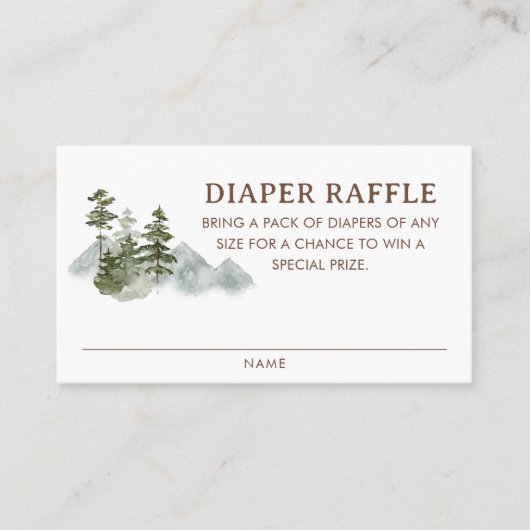 Mountain Rustic Woodland Luier Raffle Ticket Informatiekaartje (Voorkant)