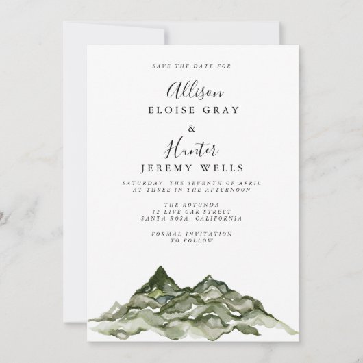 Mountain Save the Date Kaart (Voorkant)