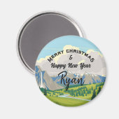 Mountain Scene Country Add a Name Magneet (Voorkant / Achterkant)