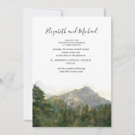 Mountain Scene Wedding Invitation Kaart (Voorkant)