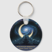 Mountain Serenity Cosmic Meditation, Crescent Moon Sleutelhanger (Voorkant)