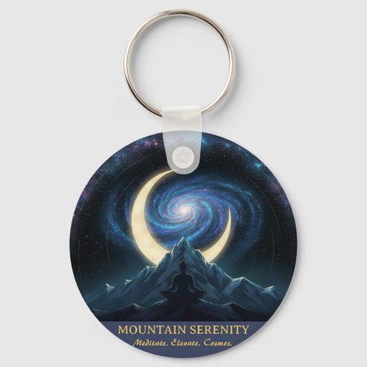 Mountain Serenity Cosmic Meditation, Crescent Moon Sleutelhanger (Voorkant)
