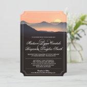Mountain Silhouette Evening Sunset Wedding Invites Kaart (Staand voorkant)