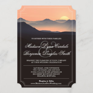 Mountain Silhouette Evening Sunset Wedding Invites Kaart