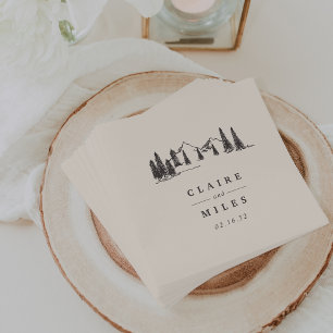 Mountain Sketch Aangepaste bruiloft Servetten