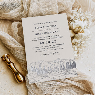 Mountain Sketch Mariage Foil Invitation