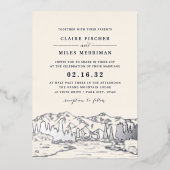 Mountain Sketch Mariage Foil Invitation (Recto)