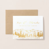 Mountain Sketch Wedding Bedankt Folie Kaarten (Voorkant met envelop)