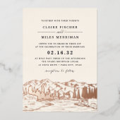 Mountain Sketch Wedding Folie Uitnodiging (Voorkant)