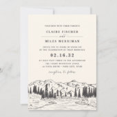 Mountain Sketch Wedding Invitation (Devant)