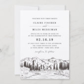 Mountain Sketch Wedding Invitation | Kraft Kaart (Voorkant)