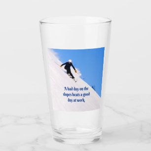 Mountain Ski Slopes Fresh Snow Herfst Skiing Funny Glas