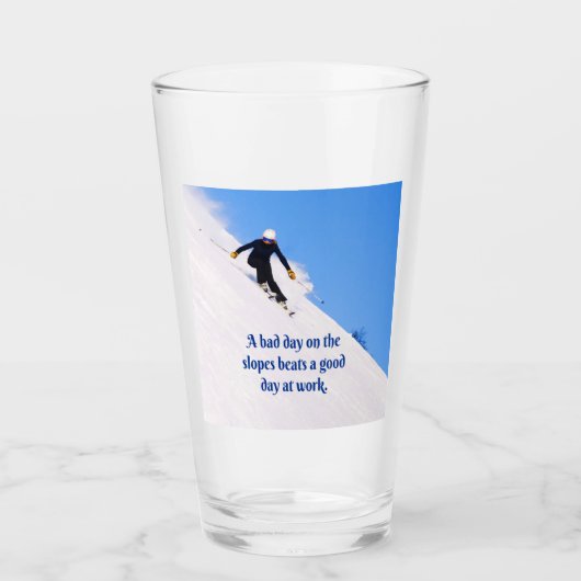 Mountain Ski Slopes Fresh Snow Herfst Skiing Funny Glas (Voorkant)