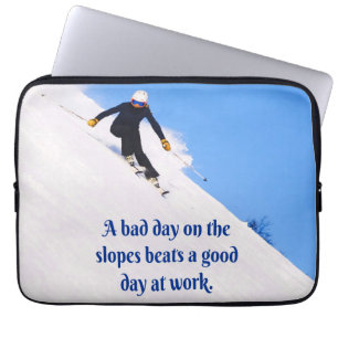 Mountain Ski Slopes Fresh Snow Herfst Skiing Funny Laptop Sleeve