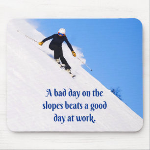 Mountain Ski Slopes Fresh Snow Herfst Skiing Funny Muismat