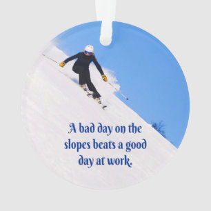 Mountain Ski Slopes Fresh Snow Herfst Skiing Funny Ornament