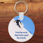 Mountain Ski Slopes Fresh Snow Herfst Skiing Funny Sleutelhanger (Voorkant)