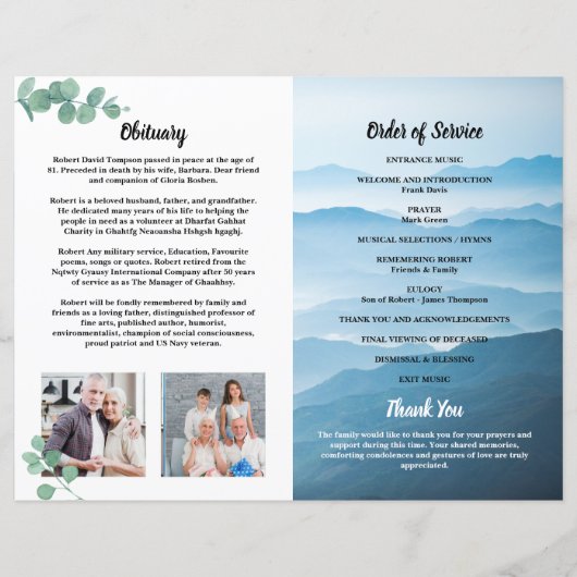 Mountain Sky Funeral Order of Service Programme (Achterkant)