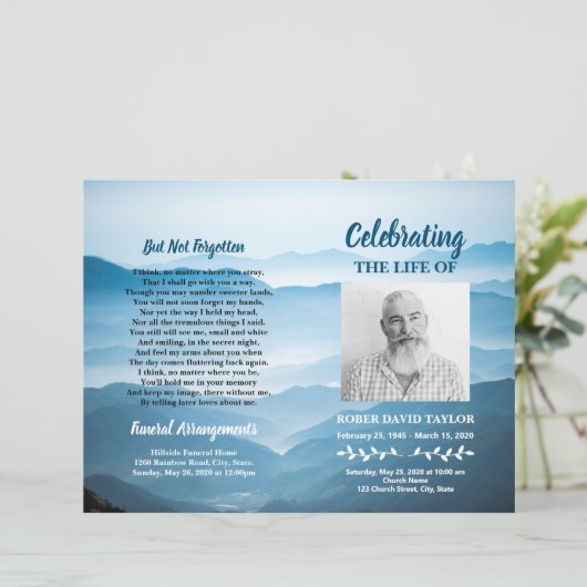 Mountain Sky Funeral Order of Service Programme (Staand voorkant)