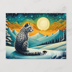 Mountain Snowy Night Sneeuw Luipaard Briefkaart