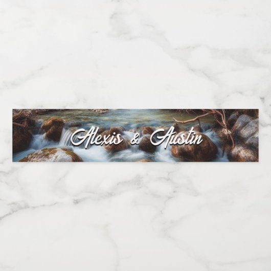 Mountain Stream bruiloft Waterfles Etiket (Enkel label)