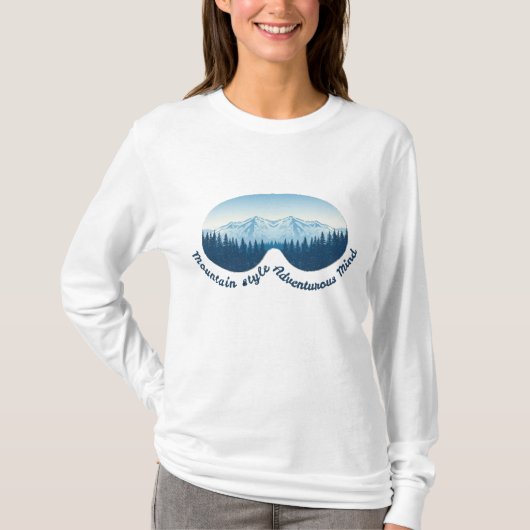 Mountain Style, Adventurous Mind – Ski Goggle  T-shirt (Voorkant)