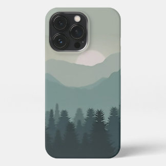 Mountain Sunrise Forest Fog Art iPhone iPhone 13 Pro Hoesje