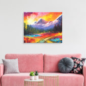 Mountain Sunrise kleurrijke impressionistische kun Canvas Afdruk (Insitu (Woonkamer))