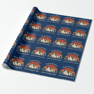 Mountain Sunset Birthday Custom Blue Forest Natuur Cadeaupapier