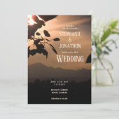 Mountain Sunset bruiloft uitnodiging (Staand voorkant)