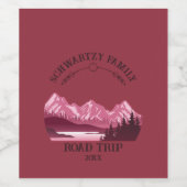  Mountain Sunset buitenmeer Retreat rood Wijn Etiket (Enkel label)