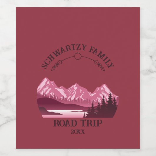  Mountain Sunset buitenmeer Retreat rood Wijn Etiket (Enkel label)