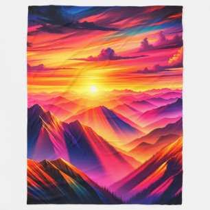 Mountain Sunset Fleece Deken