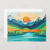 Mountain Sunset Lake Landscape Abstract Briefkaart (Voorkant / Achterkant)