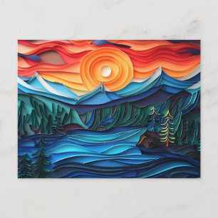  Mountain Sunset Lake Landscape Abstract Briefkaart