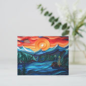  Mountain Sunset Lake Landscape Abstract Briefkaart (Staand voorkant)