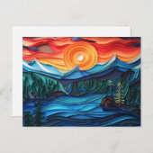 Mountain Sunset Lake Landscape Abstract Briefkaart (Voorkant / Achterkant)