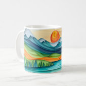  Mountain Sunset Lake Landscape Abstract Koffiemok (Voorkant links)