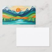  Mountain Sunset Lake Landscape Abstract Visitekaartje (Voorkant / Achterkant)