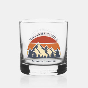 Mountain Sunset Log Cabin Aangepaste familiereünie Whisky Glas